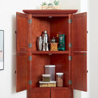 Meuble de rangement d'angle de cuisine à 4 niveaux de 72 po style ferme avec 8 portes, meuble de rangement haut et étagères réglables
