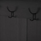 Portemanteau d'entrée multifonctionnel avec banc rembourré en lin amovible, patère, étagères de rangement et panneau perforé DIY
