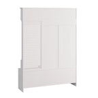 Portemanteau d'entrée multifonctionnel avec banc rembourré en lin amovible, patère, étagères de rangement et panneau perforé DIY