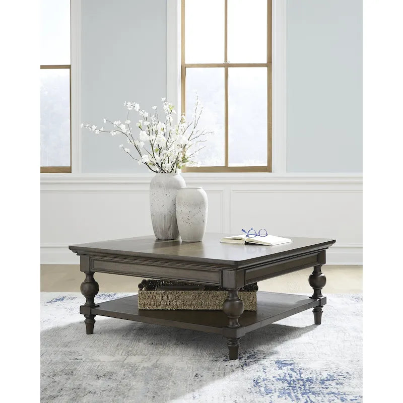 Table basse carrée marron foncé - 42 L x 42 P x 18.63 H