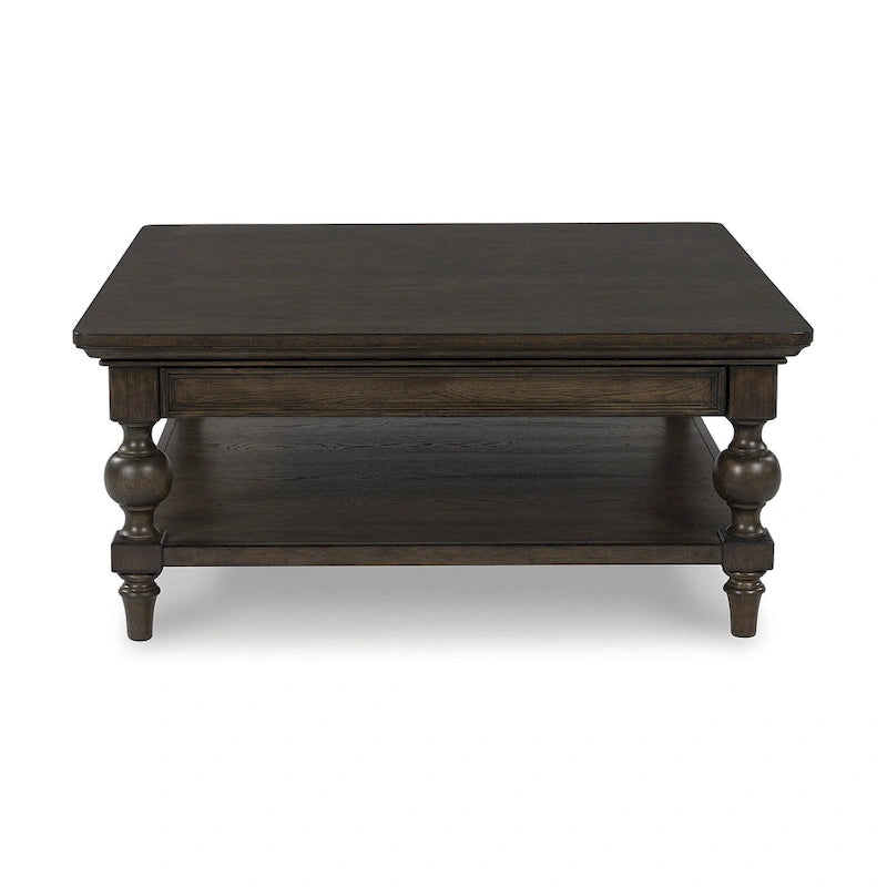 Table basse carrée marron foncé - 42 L x 42 P x 18.63 H