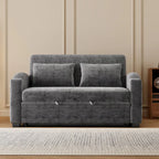 Canapé convertible 2 places en chenille avec dossier réglable, ports USB et porte-gobelets