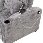 Canapé convertible 2 places en chenille avec dossier réglable, ports USB et porte-gobelets