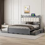 Lit Plateforme de Rangement en Bois avec 2 Grands Tiroirs et Lit Gigogne Jumeau XL