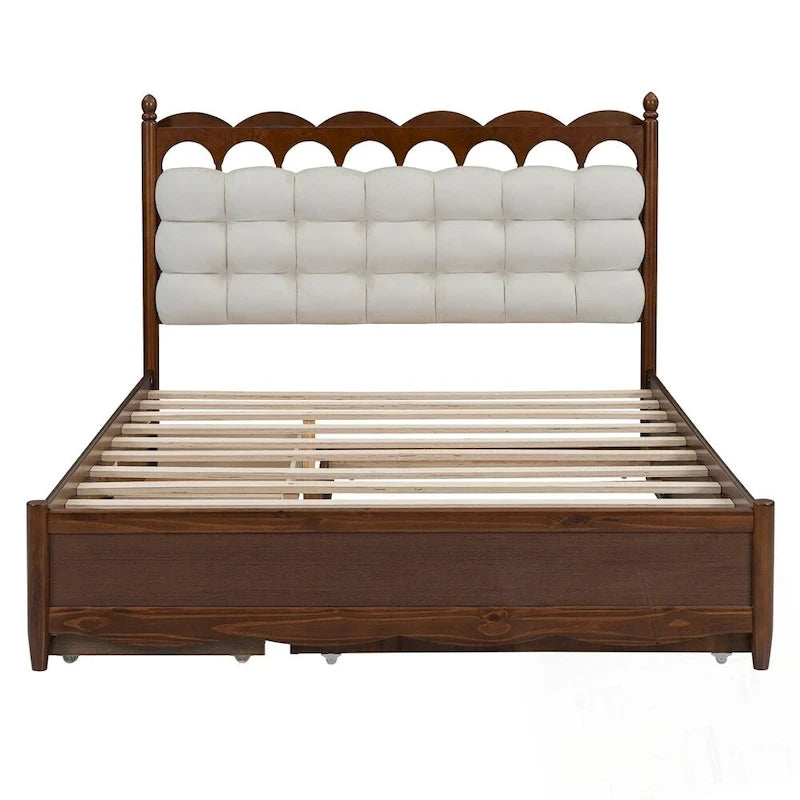 Lit Plateforme de Rangement en Bois avec 2 Grands Tiroirs et Lit Gigogne Jumeau XL