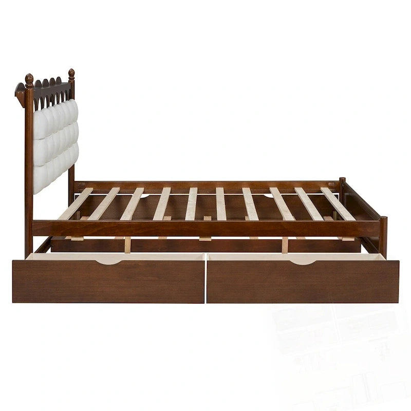 Lit Plateforme de Rangement en Bois avec 2 Grands Tiroirs et Lit Gigogne Jumeau XL