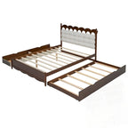 Lit Plateforme de Rangement en Bois avec 2 Grands Tiroirs et Lit Gigogne Jumeau XL