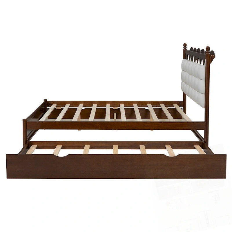 Lit Plateforme de Rangement en Bois avec 2 Grands Tiroirs et Lit Gigogne Jumeau XL