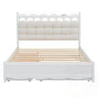 Lit Plateforme de Rangement en Bois avec 2 Grands Tiroirs et Lit Gigogne Jumeau XL