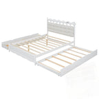 Lit Plateforme de Rangement en Bois avec 2 Grands Tiroirs et Lit Gigogne Jumeau XL