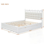 Lit Plateforme de Rangement en Bois avec 2 Grands Tiroirs et Lit Gigogne Jumeau XL