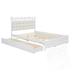 Lit Plateforme de Rangement en Bois avec 2 Grands Tiroirs et Lit Gigogne Jumeau XL
