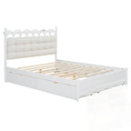 Lit Plateforme de Rangement en Bois avec 2 Grands Tiroirs et Lit Gigogne Jumeau XL