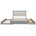 Lit Plateforme de Rangement en Bois avec 2 Grands Tiroirs et Lit Gigogne Jumeau XL