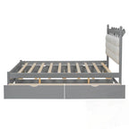 Lit Plateforme de Rangement en Bois avec 2 Grands Tiroirs et Lit Gigogne Jumeau XL