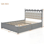 Lit Plateforme de Rangement en Bois avec 2 Grands Tiroirs et Lit Gigogne Jumeau XL