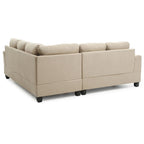 Canapé d'angle en microsuède capitonné - 80 po - Beige