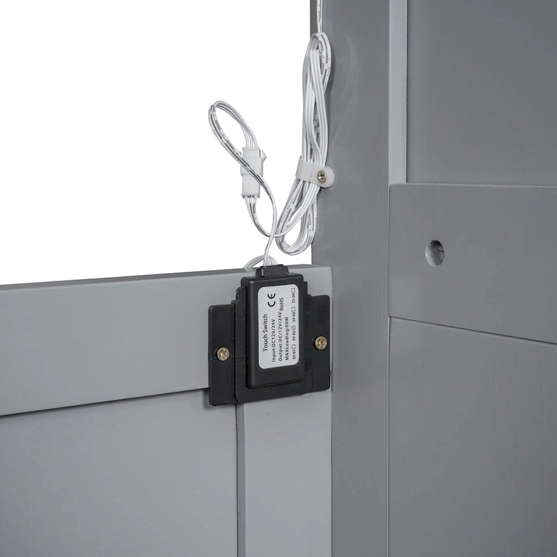 Lit escamotable mural de taille double/grand format avec petite armoire et lumières LED, Lit escamotable pliable avec étagères de rangement