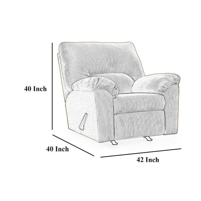 Fauteuil inclinable à bascule, accoudoirs rembourrés, velours côtelé bleu marine foncé