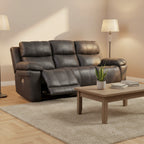 Ben Power Recliner Adjustable Headrest Sofa, 89 Inch Gray Faux Leather