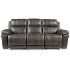 Canapé inclinable électrique avec appuie-tête réglable, similicuir gris 226 cm