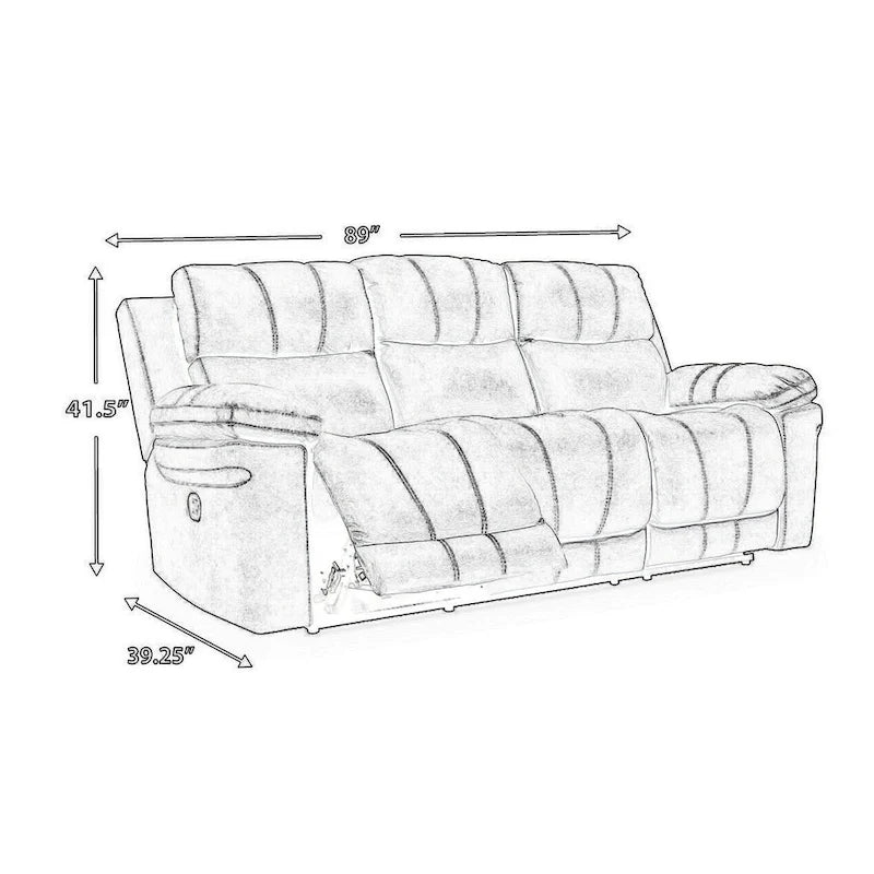Canapé inclinable électrique avec appuie-tête réglable, similicuir gris 226 cm