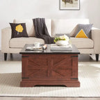 Table basse de ferme carrée en bois avec grand compartiment de rangement caché, plateau relevable à charnières, pour salon