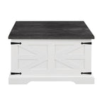 Table basse de ferme carrée en bois avec grand compartiment de rangement caché, plateau relevable à charnières, pour salon