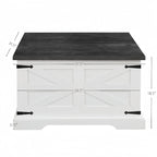 Table basse de ferme carrée en bois avec grand compartiment de rangement caché, plateau relevable à charnières, pour salon