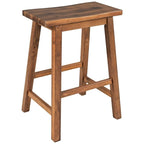 Ensemble îlot de cuisine rustique 3 pièces en bois massif Table de boucher stationnaire de 45 pouces avec deux tabourets et deux étagères ouvertes.