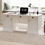 Bureau exécutif moderne, bureau d'ordinateur avec 2 armoires de rangement et 3 tiroirs