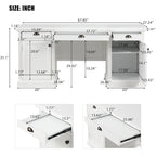 Bureau exécutif moderne, bureau d'ordinateur avec 2 armoires de rangement et 3 tiroirs