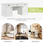Bureau exécutif moderne, bureau d'ordinateur avec 2 armoires de rangement et 3 tiroirs