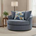 Maxo Accent Oversize Chair, 56 Inch, 360 Swivel, 3 Throw Pillows, Blue