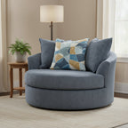 Maxo Accent Oversize Chair, 56 Inch, 360 Swivel, 3 Throw Pillows, Blue
