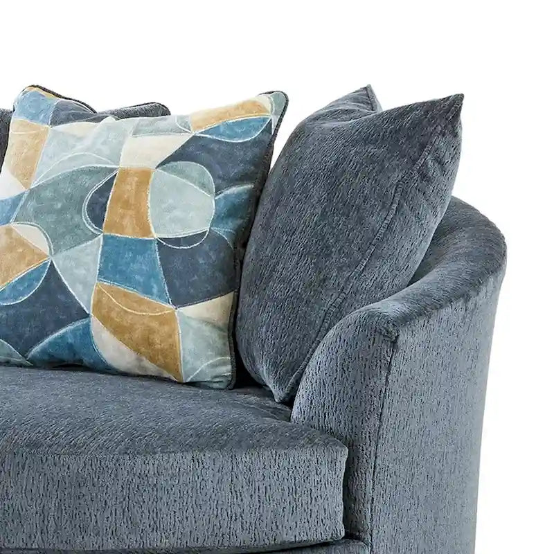 Fauteuil d'appoint oversize, 56 pouces, pivotant à 360°, 3 coussins décoratifs, bleu