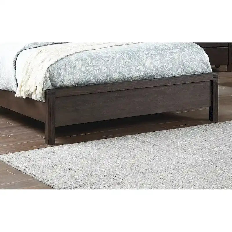 Lit grand format 1 place contemporain rustique en bois expresso, tête de lit motif X, mobilier de chambre au look unique