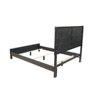 Lit grand format 1 place contemporain rustique en bois expresso, tête de lit motif X, mobilier de chambre au look unique