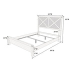 Lit grand format 1 place contemporain rustique en bois expresso, tête de lit motif X, mobilier de chambre au look unique