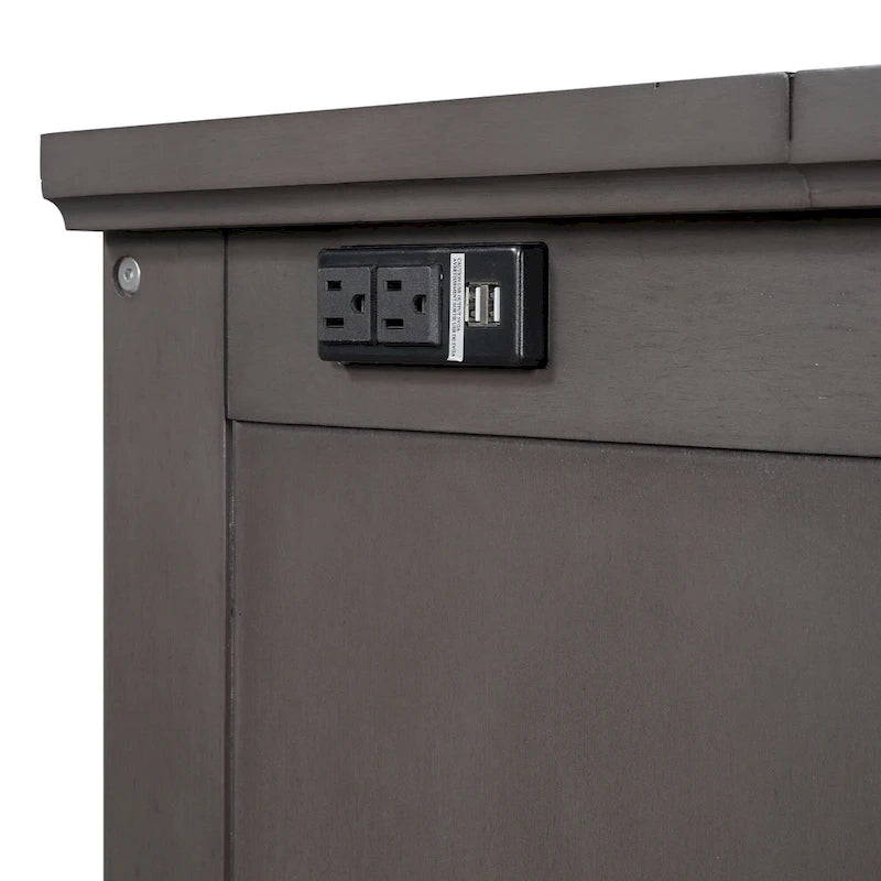 Lit Escamotable Cube en Pin Massif avec Station de Charge et Grand Tiroir de Rangement