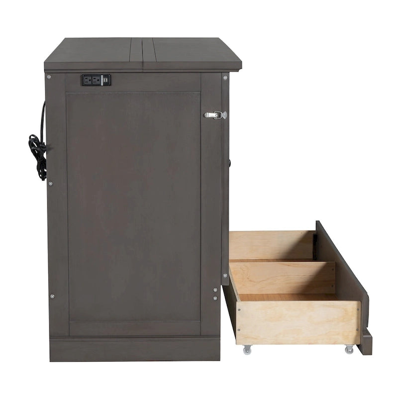 Lit Escamotable Cube en Pin Massif avec Station de Charge et Grand Tiroir de Rangement