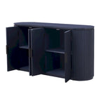 Meuble d'appoint avec 4 portes à rayures verticales et poignées métalliques, Buffet de rangement d'entrée avec étagères réglables