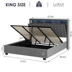 Lit de rangement de luxe avec vérin à gaz et lumières LED
