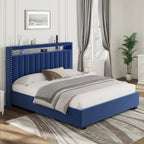 Lit de rangement de luxe avec vérin à gaz et lumières LED