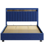 Lit de rangement de luxe avec vérin à gaz et lumières LED