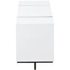 Meuble TV blanc de 74 po avec fini lustré et rangement, pour téléviseurs jusqu'à 80 po