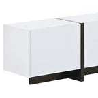 Meuble TV blanc de 74 po avec fini lustré et rangement, pour téléviseurs jusqu'à 80 po
