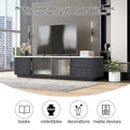 Meuble TV de 160 cm avec 4 tiroirs et grand meuble de rangement pour TV jusqu'à 70 pouces