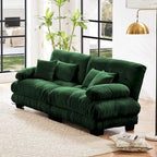 Canapé 2 places Cloud pour salon avec 2 coussins lombaires et 2 coussins décoratifs, vert