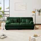 Canapé 2 places Cloud pour salon avec 2 coussins lombaires et 2 coussins décoratifs, vert